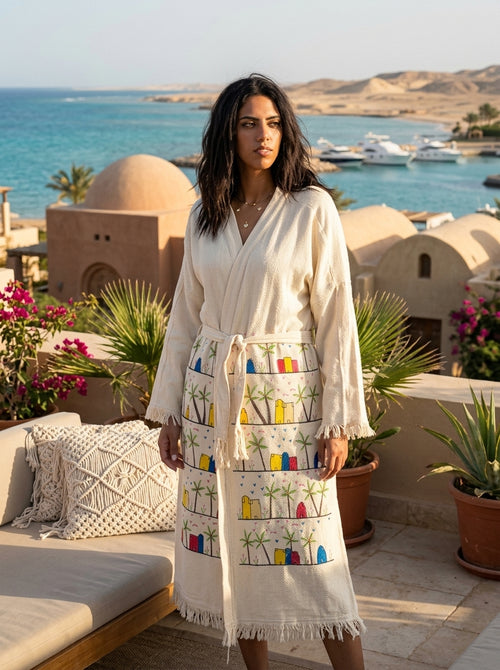 Handwoven Akhmim Cotton Embroidered Robe