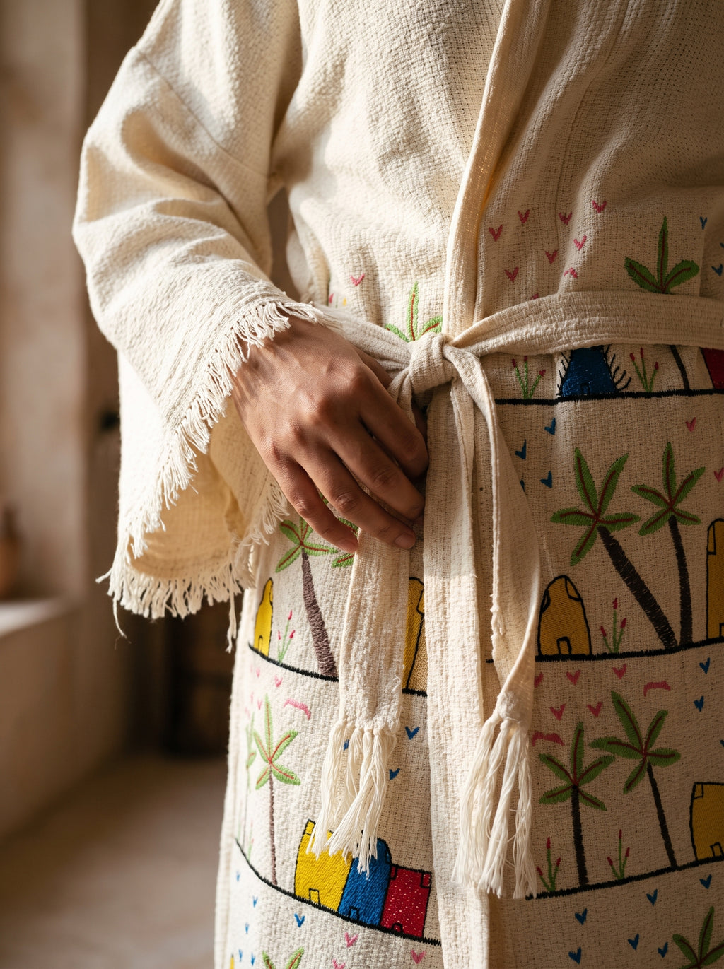 Handwoven Akhmim Cotton Embroidered Robe
