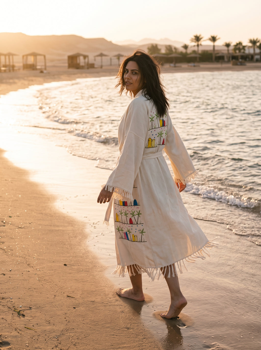 Handwoven Akhmim Cotton Embroidered Robe